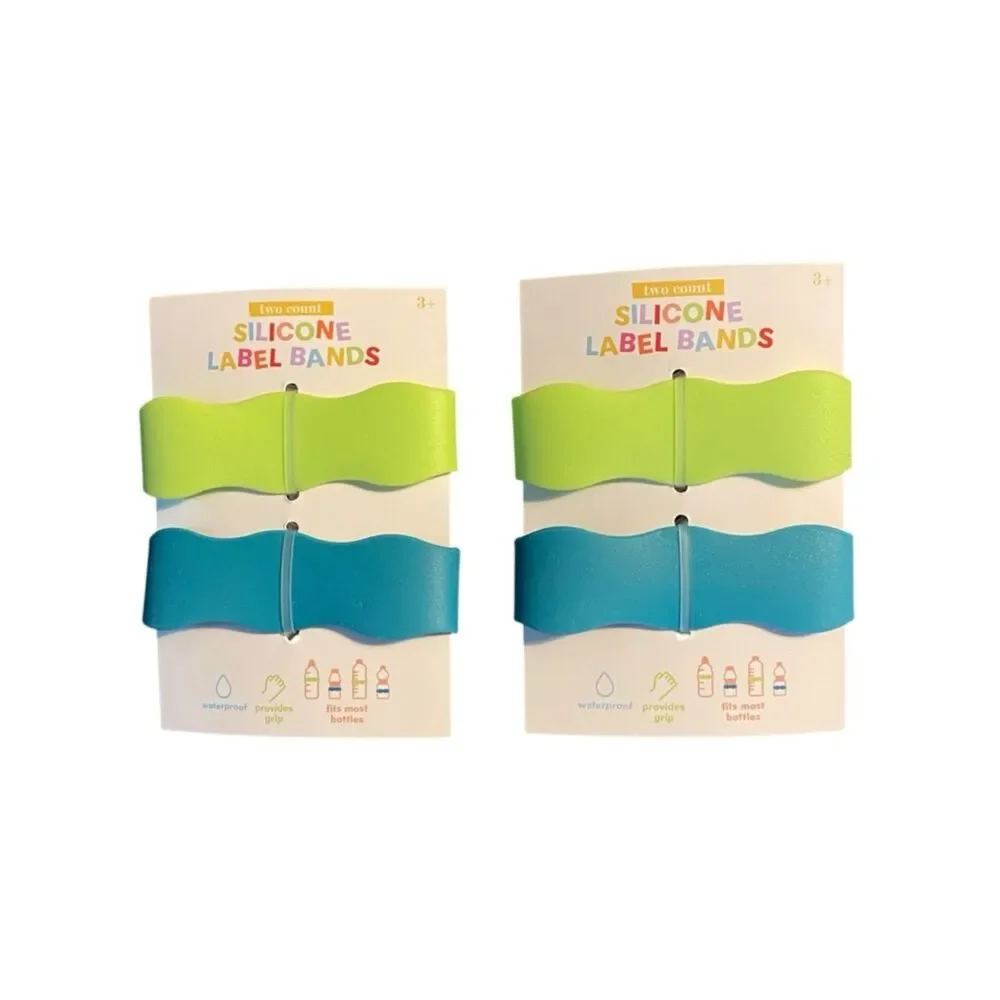 Silicone Label Bands - Lime Green & Teal Blue (2-Pack)